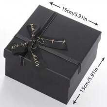 2pcs Wholesale Creative Black Bowknot Rectangle Gift Box, High-End Packaging Box, Birthday Present Box In Stock - Black - View 2