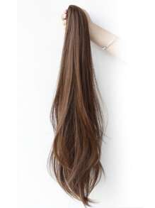 自然長卷髮高溫合成馬尾夾 - 淺棕 - 查看 3