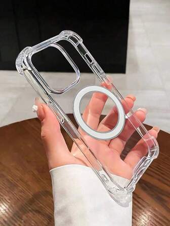Coque de téléphone en acrylique anti-jaunissement magnétique compatible avec iPhone
