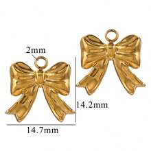 5pcs 304 Stainless Steel Bow 18K Gold Plated Charms Daily Wear Women's Jewelry Pendants DIY Jewelry Accessories Earrings Bracelets Jewelry Making Valentines