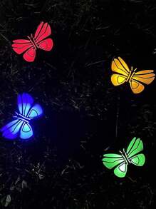 1pc One Drag Four Solar Butterfly Lights, One Drag Four Chrysanthemum Lights, Tree Vine Backyard Decoration Outdoor Solar Lights, Garden Garden Lawn Decorative Lights