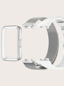 3-In-1 Complete Accessory Set: 1pc Protective Frame, 1pc Silicone Band, 1pc Magnetic Milanese Metal Band, Compatible With Huawei Band 8, Suitable For Everyday Wear