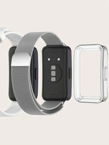3-In-1 Complete Accessory Set: 1pc Protective Frame, 1pc Silicone Band, 1pc Magnetic Milanese Metal Band, Compatible With Huawei Band 8, Suitable For Everyday Wear