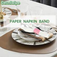 (Box Of 500 Black) Paper Napkin Band Self Adhesive, Paper Napkin Rings Self Adhesive,Silverware Wraps Bands, Size 4.25" X 1.5"
