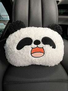 全新汽車汽車毛絨靠頭枕、靠背、頸部保護枕、腰部支撐、汽車座椅、頸部枕頭、靠背墊、可愛座墊、汽車內飾、腰部支撐1入組 - 黑與白 - 查看 4