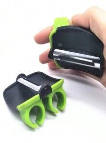 1pc Finger Grip Vegetable Peeler, Silicone Mini Kitchen Potato And Fruit Peeler Tool With Cute Design - Multicolor - View 4