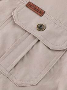 LEDUNTINO [Frühling/Sommer] Herren Mode Button-up Lässiges Outdoor Hemd, Einfarbig Grün, Sport, Cargo, Freundesgeschenk, Herren Langarm Hemd für Frühling Herbst, Mehrfarbig, Doppelte Tasche, Hemd mit Kragen für Frühling Herbst Kleidung - Beige - Übersicht 6