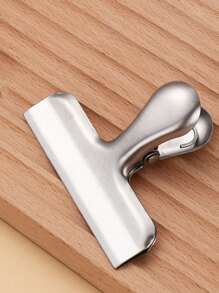 1pc Luxury Gold Stamping Stainless Steel Clip, Versatile For Food, Documents, Office Supplies, Back To School