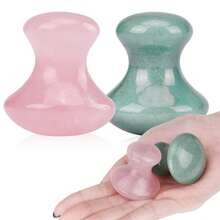 1入組磨菇刮痧玉石眼部按摩面部工具，可愛的蘑菇造型，適用於女性SPA，提拉去皺 - 彩色 - 查看 5