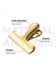1pc Luxury Gold Stamping Stainless Steel Clip, Versatile For Food, Documents, Office Supplies, Back To School