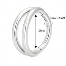 16G Septum Ring 316L Stainless Steel Nose Ring Body Piercing Jewelry For Septum/Nose/Earlobe-Stainless Steel Cartilage Earring For Women Men - Silver - View 18