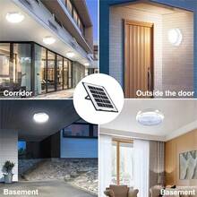 1入組太陽能LED吸頂燈，適用於室內陽台、花園，防水戶外門廊智能燈裝飾，零電費