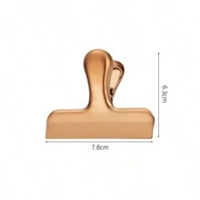 1pc Luxury Gold Stamping Stainless Steel Clip, Versatile For Food, Documents, Office Supplies, Back To School