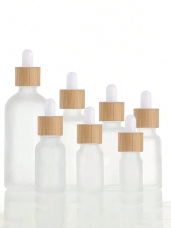 1PC 5-100ML Essential Oil Dropper Bottles Glass Pipette Container Packaging Dropper Bottle With Bamboo Lid Cosmetic Empty Bottles, Portable Accessories Storage