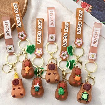 Sanrio Llavero de anime de Capibara lindo. Linda llavero para mujeres. Accesorios para llaves de coche. Adorno de llavero de muñeca femenino. Regalos de joyería de decoración para cartera.