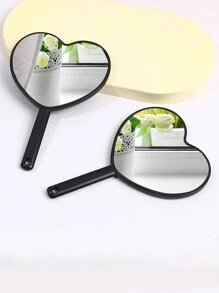 1pc Heart Shaped Portable Plastic Handheld Mirror, High Definition Handle Mirror Makeup Mirror, Cute Glass Mirror For Women - Multicolor - View 8