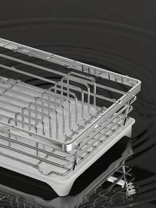 1 Giá Để Bát Đĩa, Giá Phơi Bát Đĩa Có Khay Xả Và Hộp Đựng Đồ Dùng, Bộ sắp xếp lưu trữ tiết kiệm không gian dung lượng lớn, Cho mặt bàn bếp, Dụng cụ sắp xếp và lưu trữ nhà bếp, Phụ kiện nhà bếp Giá phơi bát đĩa cho quầy bếp - trắng - Xem 6