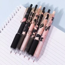 6入組玫瑰蝴蝶中性筆，書寫順暢，快幹，設計簡約，適用於學生考試與辦公室使用，適合禮品，0.5mm黑色 - 黑色 - 查看 3