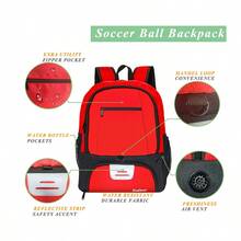 Protraveller Soccer Ball Bag-Backpack For Basketball,Volleyball With Cleat Shoes And Ball Compartment Laptop Sleeve For Team Sports - Rose Red - View 2