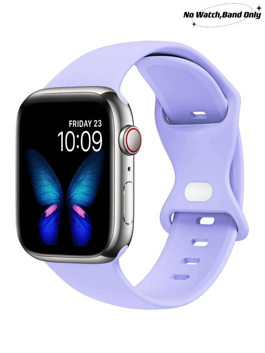 1 件紫色时尚柔软硅胶运动手表表带蝴蝶扣舒适可调节防水腕带，适用于 表带 38/40/41/42/44/45/46/49mm，适用于 Series Ultra/SE/11/10/9/8/7/6/5/4/3/2/1，智能手表配件