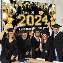 Fondo fotográfico de celebración de la Clase de Graduación 2024 - Decoración de fiesta para celebración y stand de fotos - 169 - Ver 1