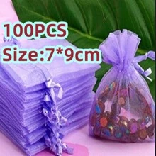 100pcs Organza Gift Bags, 7*9cm Size, Suitable For Weddings, Candy Favors, Gifts, Parties, Home Decor, Baking, Jewelry, All Seasons And Celebrations - Multicolor - View 14
