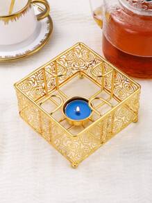 1 cái Ấm trà rỗng bằng thép không gỉ, Đế trà hoa vàng đơn giản cho gia đình - Vàng - Xem 7