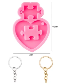 Dog Paw Print Resin Molds Heart Shape Keychain Casting Silicone Molds For Key Chain Pendant Making Epoxy Resin Craft Jewelry DIY - Hot Pink - View 3