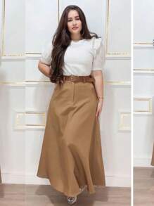 Saia longa alfaiataria com bolso moda evangélica