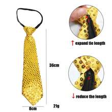 1pc Sequined Zipper Ties For Men, Glitter Sparkly Paillette Adjustable Pre-Tied Zip Necktie, Shinning Sequins Dance Party Magic Show Stage Performance Costume Tie