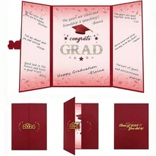 1 pieza Libro de firmas de graduación que incluye cartón y tarjetas postales - Rojo - Ver 8