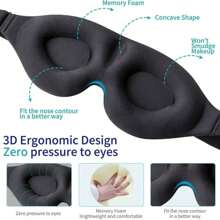 Bịt Mắt Màu Đen Trơn Cho Du Lịch & Ngủ Trưa Lõm Đúc Giấc Ngủ Ban Đêm Che Chặn Ánh Sáng Mềm Mại Thoải Mái Thoải Mái Che Mắt Cho du Lịch Ngủ Trưa Cho Nam Nữ - màu đen - Xem 7