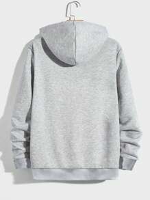 Conjunto de sudadera con capucha y pantalón jogger de ajuste holgado estilo novio para hombre, para primavera y otoño, informal y versátil - Gris Claro - Ver 3