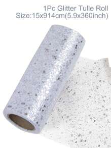1 PIEZA Rollo de tul blanco brillante de 15 cm / 5 cm de ancho, cinta de tul brillante, tela de organza transparente, carrete de tul, manualidades DIY, accesorios de boda, decoraciones de fiestas de cumpleaños, decoración de eventos de banquetes, decoración DIY de sillas de boda, decoración de baby shower, cinta para envolver regalos