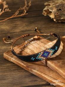 1pc Bohemian Style Vintage Holiday Geometric Pattern Handmade Beaded & Braided Adjustable Bracelet, Ideal For Women's Daily Wear - Handmade Beaded Bracelet - View 6