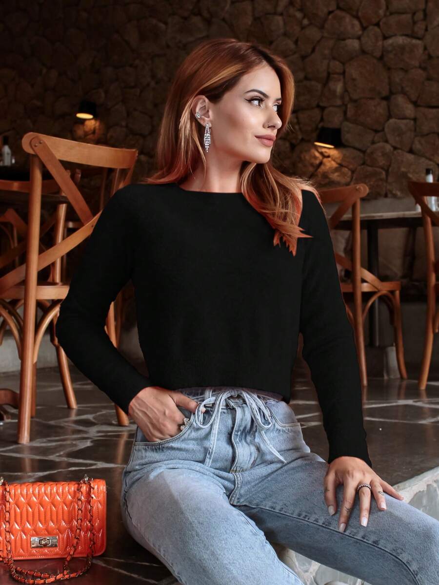 Women Sweaters - 黑色 - 查看 1