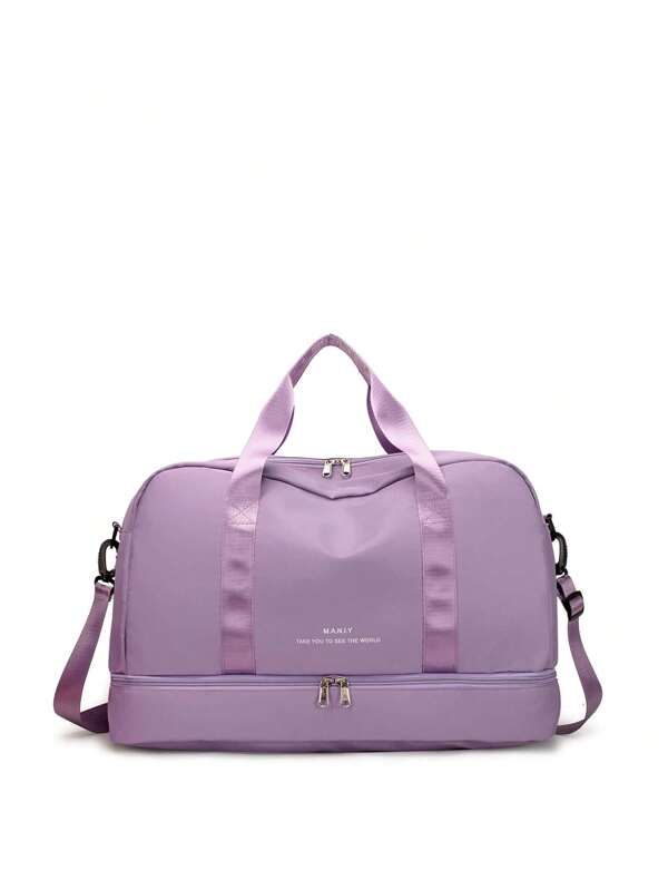 1 Juego de bolso de mano de nailon con bolso de hombro inclinado y compartimento independiente para zapatos, bolsa de viaje adecuada tanto para hombres como para mujeres en viajes de negocios, bolsa para la escuela, accesorios escolares y artículos escolares