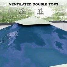 13' X 13' Outdoor Gazebo, Heavy Duty Double Roof Patio Gazebo With Netting And Curtains, Outdoor Patio Canopy For Deck Backyard Garden Lawns - Blue - View 3
