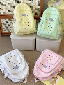 Children's Spring/Summer New Solid Color Simple Backpack, Unisex Casual Daypack - A - View 2