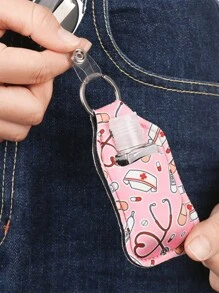 1入組可裝填旅行瓶，帶手部消持有者鑰匙扣 - 1.01盎司翻蓋擠壓式瓶子，適用於盥洗用品、洗髮水、酒精液和化妝品 - 必備旅行配件