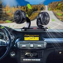 1 Pieza Ventilador De Enfriamiento Para Auto De Doble Cabeza De 360° Ajustable, Con Alta Potencia De Viento Y Bajo Ruido Opcional De 12v/24v