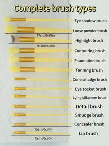 13pcs Portable Makeup Brush Set, Blush & Eyeshadow Brush Kit, Comprehensive Beauty Tools,Brush Set,Makeup Brush Kit,Make Up Brush Set,Make Up Set Complete,Makeup Brush Set,Complete Makeup Kit,Brush Kit,Brushes Makeup Set,Makeup Gift Set,Set - Yellow - View 8
