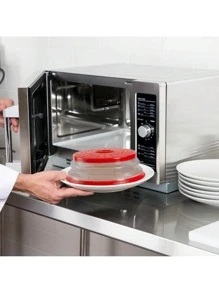 1 pieza/2 piezas Protector plegable y ventilado contra salpicaduras para microondas con mango de agarre fácil - Filtro de alimentos apto para lavavajillas para preparación de comidas y utensilios de cocina - Multicolor - Ver 4