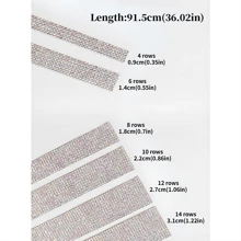 1 yarda de cinta adhesiva de cristal con diamantes de imitación, tiras de diamantes de imitación, etiquetas engomadas de cinta de diamantes de imitación con brillo de diamantes para manualidades y decoraciones telefónicas y automóviles - 1 yarda 4 filas multicolor - Ver 3