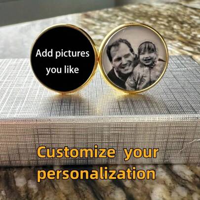 [Personalization] Design Your Unique Photo Cufflinks - Ideal Gift To Celebrate Love, Friendship, Or Family Bond,Durable,Engraved,Stainless,Colorful,Cute,Adorable,Funny,Kawaii,Y2K,Stylish,Unisex,Casual,Custom,Personalized,Unique,Customized,Ideal Gifts For Him,Ideal Gifts For Her,Her,Boyfriend,Girlfriend,Family,Friends