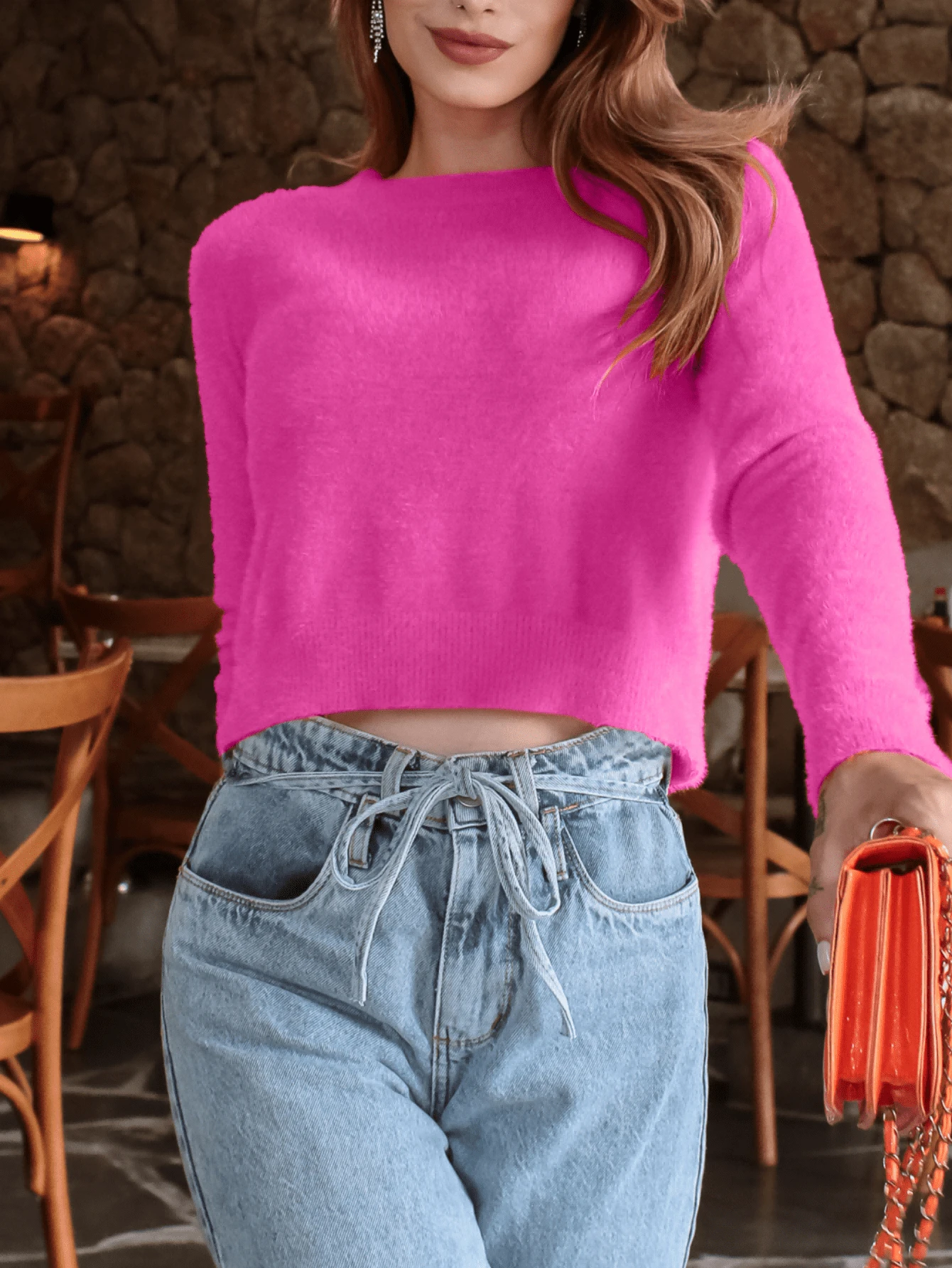 Women Sweaters - 紫色 - 查看 1