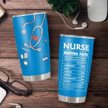 1 PEÇA Presente para Enfermeiras, Copo Térmico Isolado Tipo Garrafa com Tampa, Fatos Nutricionais de Enfermeira - Presente de Apreciação de Enfermeiras, 20 OZ (590ml)