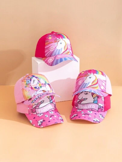 1pc Cute Pink Unicorn Theme Children's Baseball Cap, Small And Fitting Children's Head Shape, Lightweight And Comfortable, Lovely Accessory For Daily Outfit, Also A Thoughtful Gift For Little Kids.