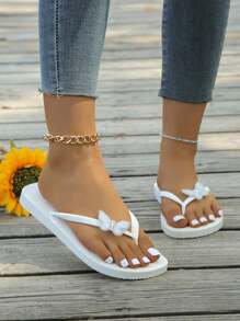 白色凉鞋、休闲鞋、黑色凉鞋、白色拖鞋、女士人字拖、平底凉鞋、女鞋、女士凉鞋、女士平底凉鞋、女士凉鞋、厚底凉鞋、黑色凉鞋、女士凉鞋 - 白色 - 查看 5