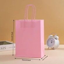 24 chiếc Túi giấy Kraft màu hồng cỡ trung 16x22x8cm, Túi quà tặng có thể tái sử dụng cho sinh nhật, tiệc tùng, đám cưới và bạn bè - Hồng - Xem 3